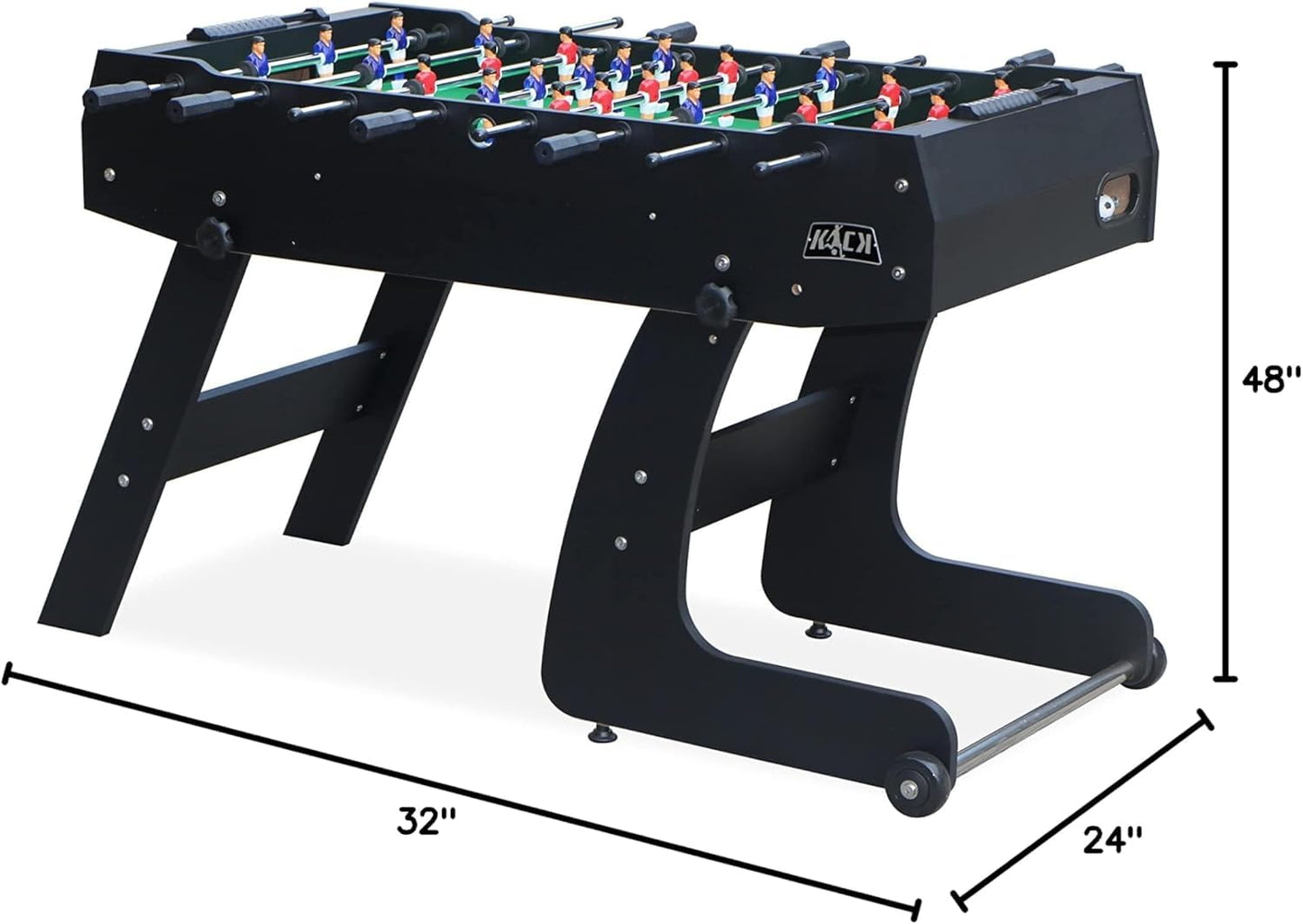 KICK Monarch 48" Folding Foosball Table (Black) – Compact Indoor Game Table