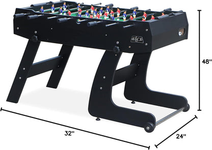 KICK Monarch 48" Folding Foosball Table (Black) – Compact Indoor Game Table