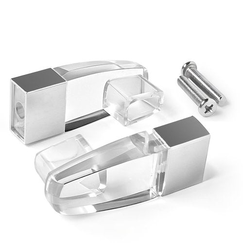 2 Pack Clear Acrylic Towel Bar Brackets with Bright Chrome Sleeve Replacement for Basco & alumax Shower Door Parts,Sliver (Towel Bar NOT Included)