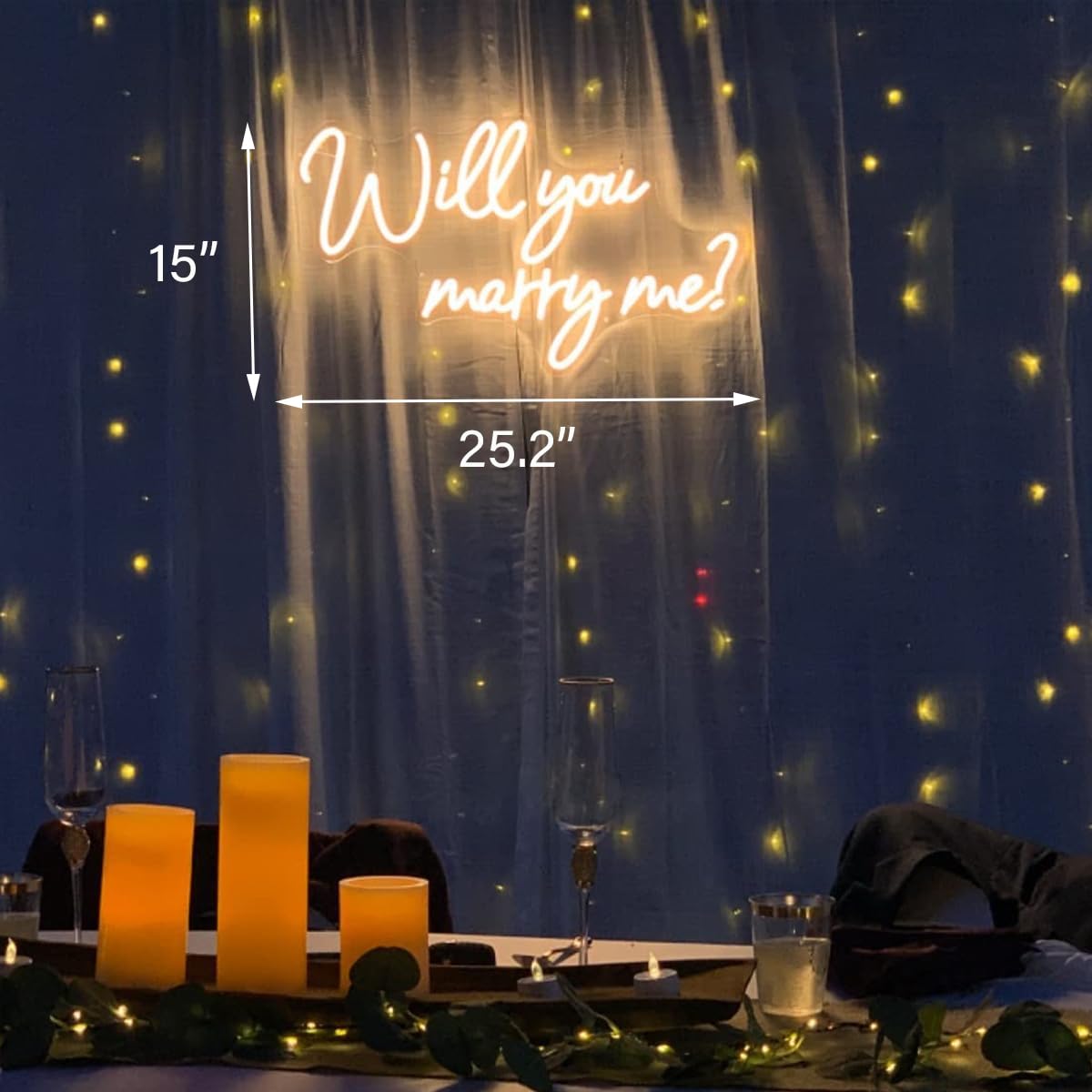 Will You Marry Me Neon Sign 25.2"×15" Warm White with Lights for Proposal Wedding Decorations Marry Me Sign for Engagement Romantic Neon Sign Wall Art for Wife (25 x 15)