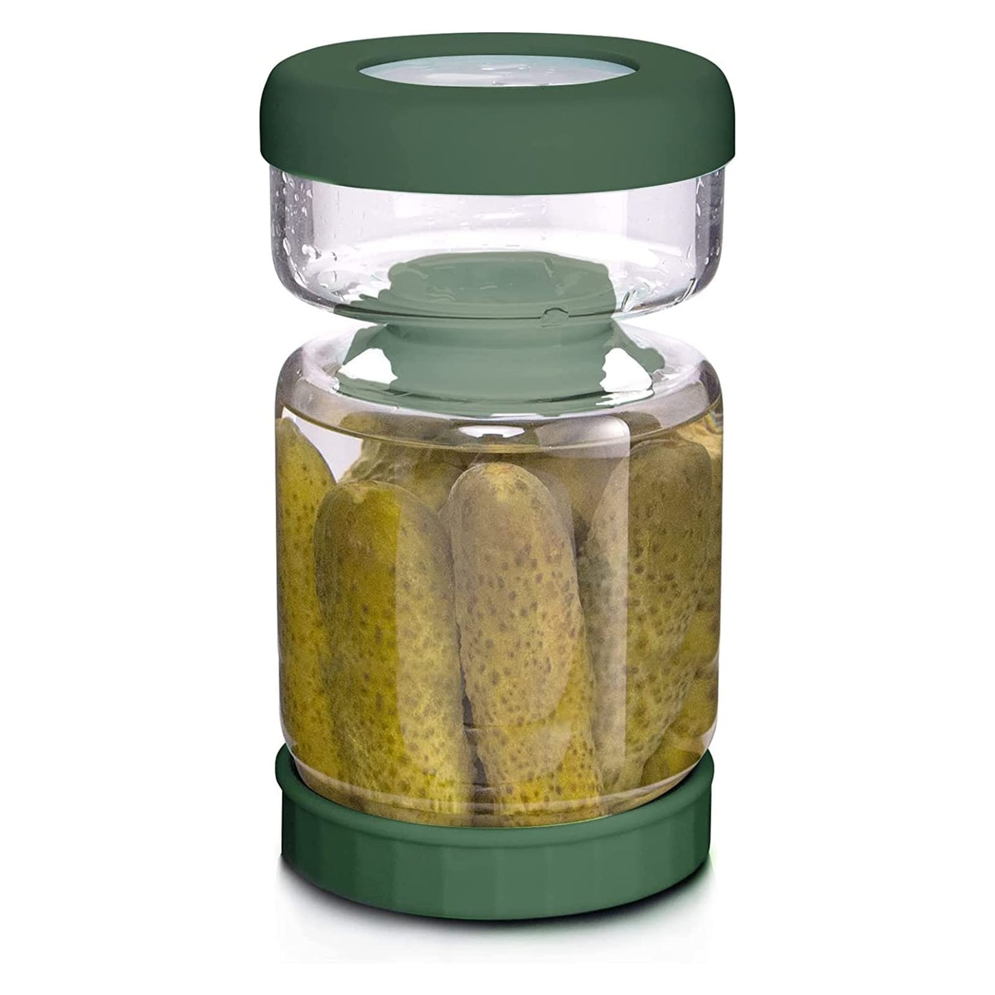 WhiteRhino Glass Pickle Jar,34oz Olive Hourglass Jar with Strainer,Airtight Glass Jar Pickle Juice Separator Flip Pickle Jar for Gherkin Jalapeno