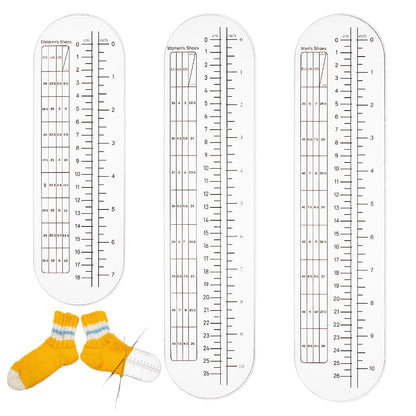 OLYCRAFT 3Pcs 2 Sizes Sock Ruler Knitting Crochet No Hole 8.9/11.8 Inch Clear Acrylic Sock Crochet Ruler Sock Ruler Knitting Crochet Size Measurement Hook Needle Ruler for Knitting Socks DIY Craft