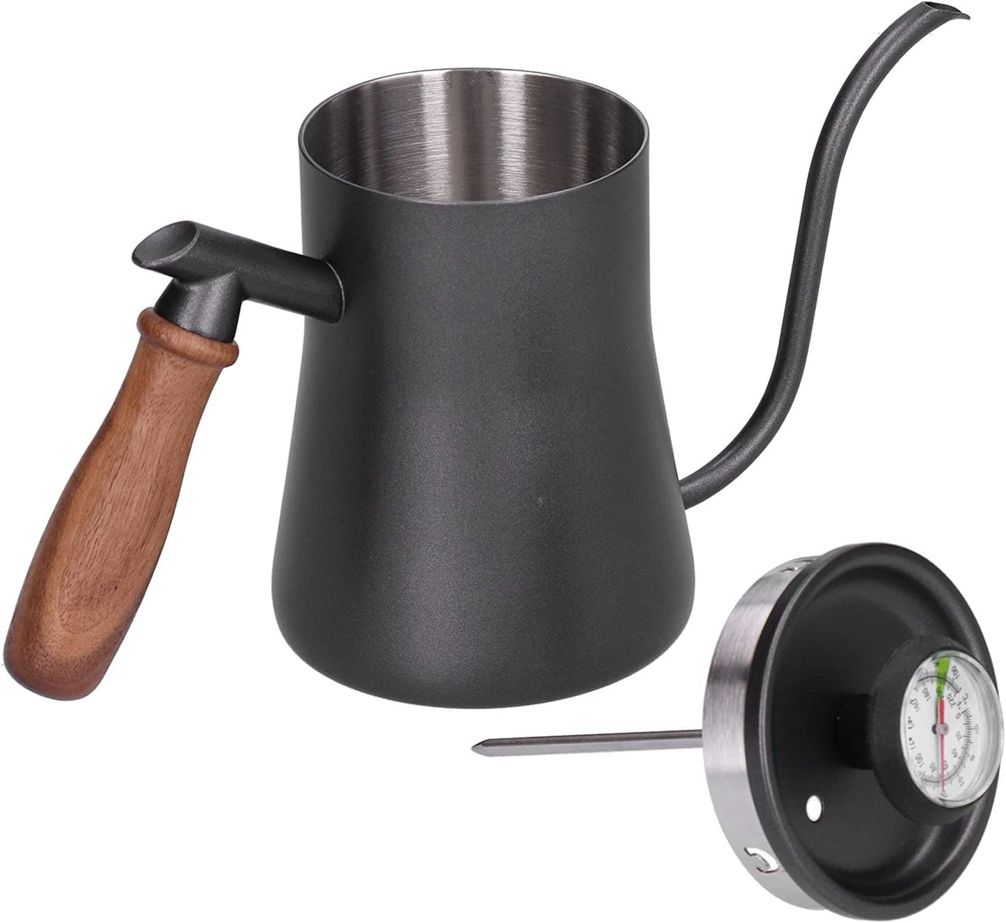 Coffee Kettle - Hand Breathe Stainless Steel Pot with Fine Mouth for 550Ml Pour Over Coffee Makers (Black)