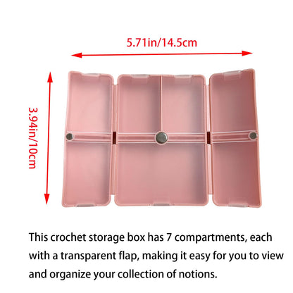 SPANSEE Knitting Crochet Notions Case, Stitch Marker Storage, Stitch Stoppers Organizer, Knitting Accessories, Portable Notion Organizer, 7 Compartments (Case Only)