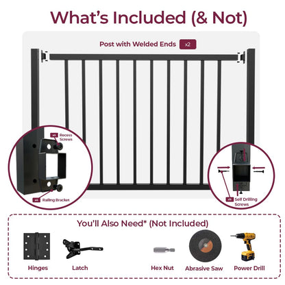 Heavy-Duty Galvanized Steel Fence Gate Kit Pre-Welded, Rust-Resistant Metal Gate for Outdoor Fencing & Railing gate, Porch, Patio & Deck, Adjustable Railing Design (4 ft. x 36 inch.)