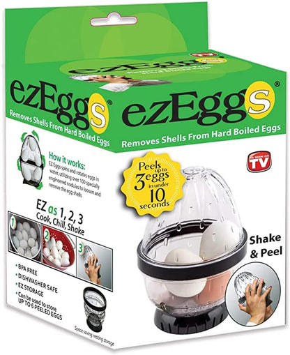 EZ EGGS Hard Boiled Egg Peeler - Handheld Kitchen Tool, 3 Egg Capacity, Peels Egg Shells in Seconds