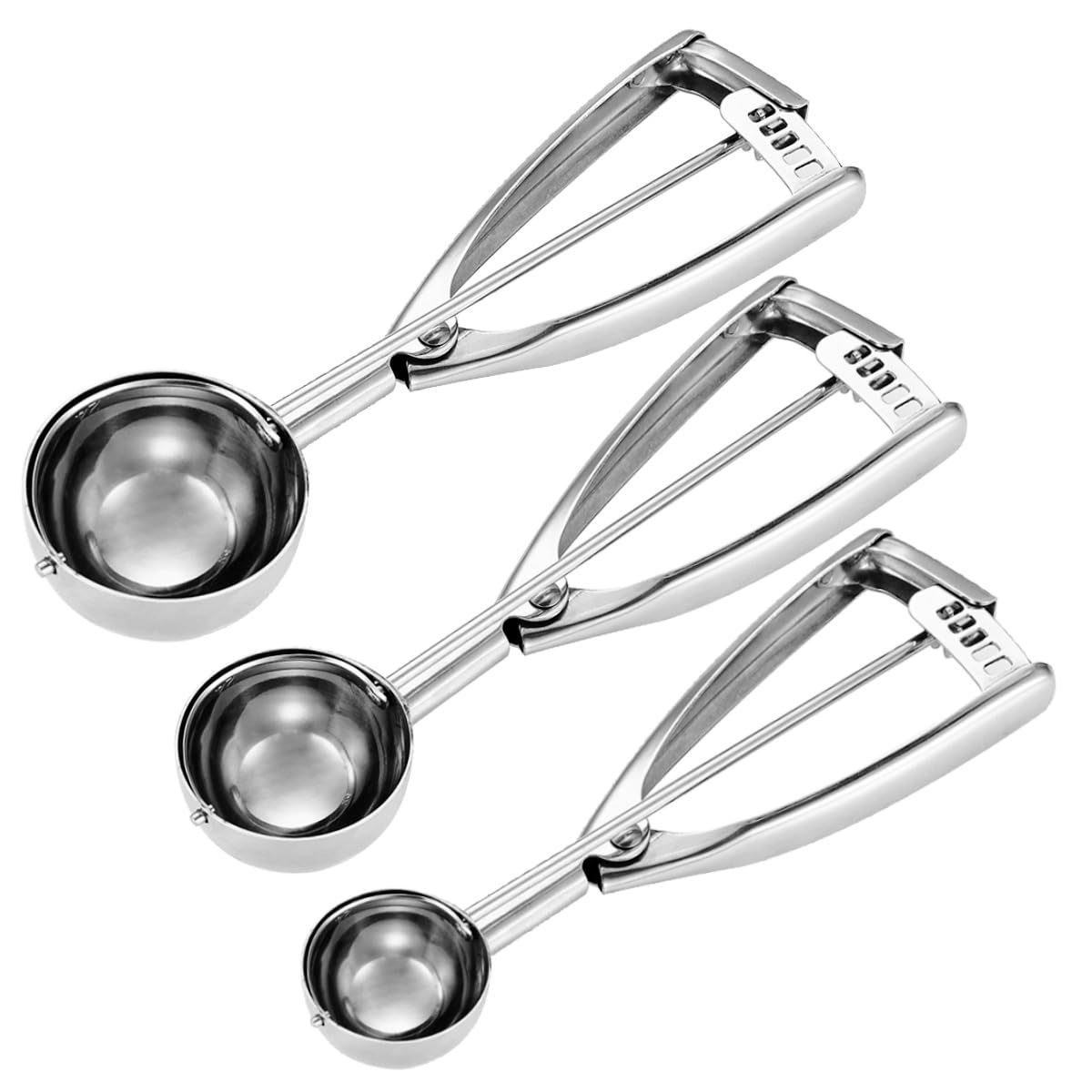 Fayomir Cookie Scoop Set - Small/1 Tbsp, Medium/2 Tbsp, Large/3 Tbsp - Cookie Dough Scoop, Cookie Scoops for Baking Set of 3, Heavy-Duty 18/8 Stainless Steel Melon Baller Scoop Ice Cream Scoop