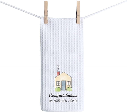 ZJXHPO New Home Kitchen Tea Towel, Congratulations On Your New Home Dish Towel, Housewarming Gift