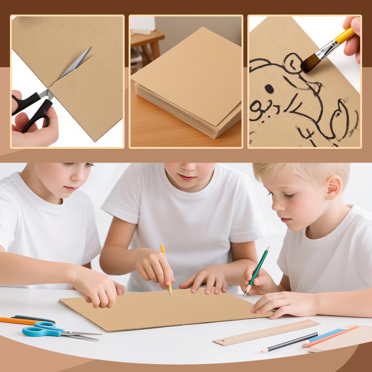 Bercoor 25 Pack Corrugated Cardboard Sheets 12x12, Flat Corrugated Cardboard Inserts for vinyl record mailers, Packing, Shipping, Mailing, Card Board Backing, Art Craft