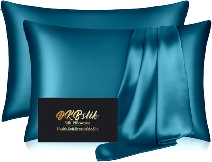 Mulberry Silk Pillowcase Set by Regine Switzerland - Anti-Acne & Hair Care | Queen Size, Teal, 2 Pack