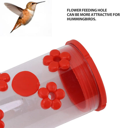 Window Hummingbird Feeder, Clear Acrylic Tube Feeder with 14 Flower Feeding Ports and Strong Suction Cup