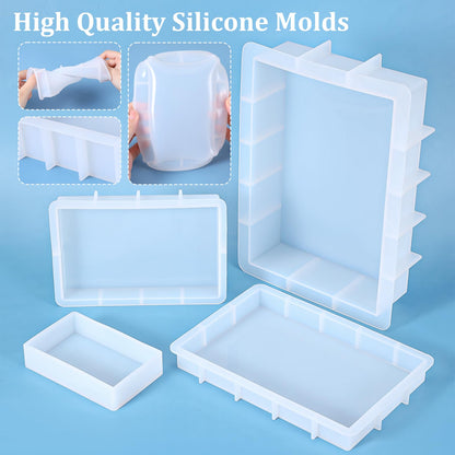 Large Rectangular Resin Molds 4PCS Epoxy Resin Casting Craft Mold Crystal Deep Casting Epoxy Mold for Flower Preservation Bookends DIY Art Home Décor, DIY Wedding Bouquets