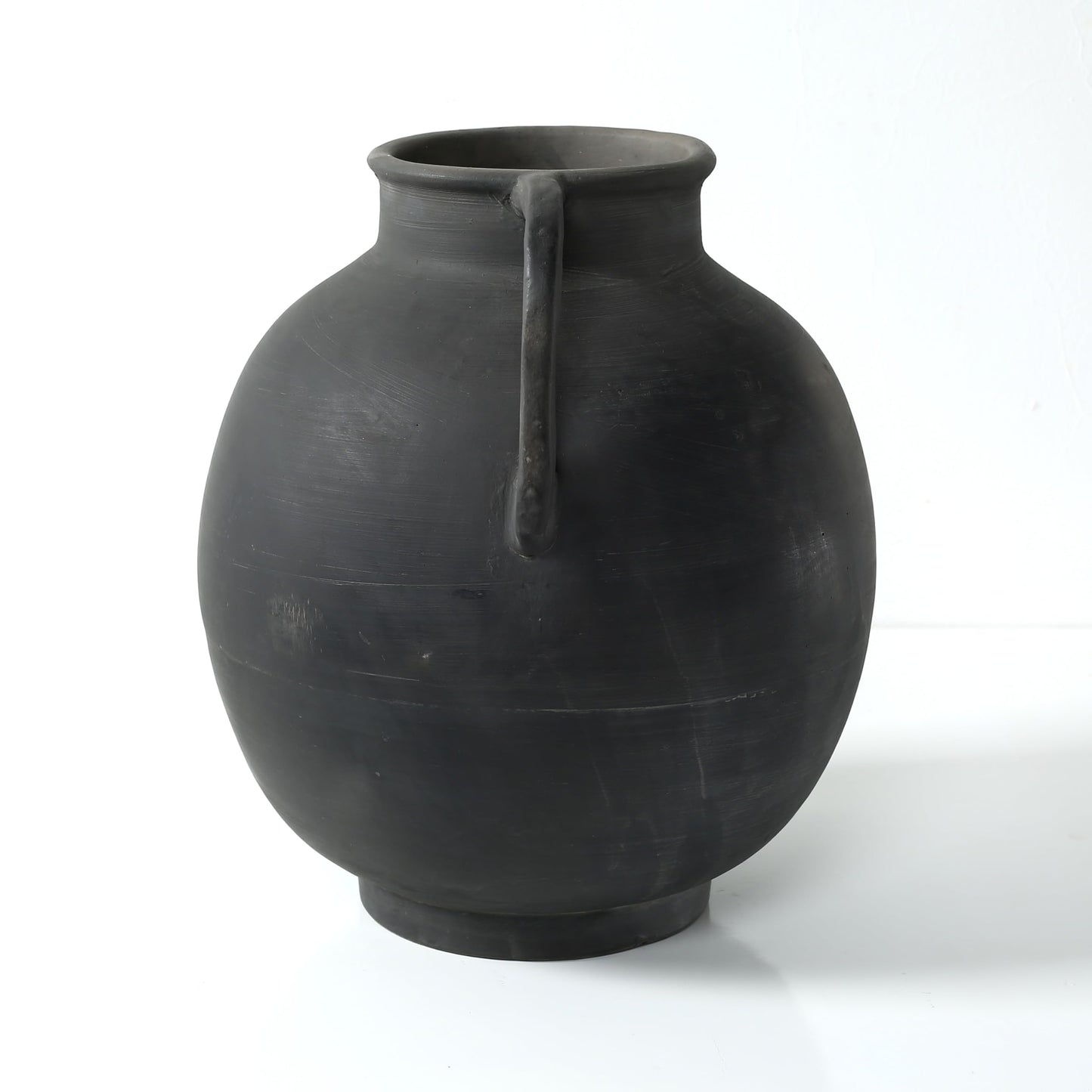 Approx.14 Earthy Gray Pottery Vase with Two Decorative Handles