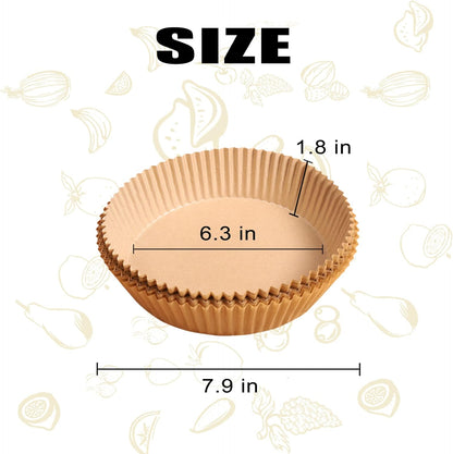 Air Fryer Disposable Paper Liner, 100PCS 6.3In Round Non-Stick Parchment Paper Liners for Cooking Baking