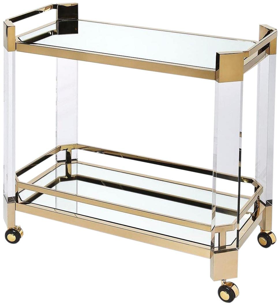 Butler Specialty Company Charlevoix Acrylic 2-Tier Bar Cart - Clear & Gold