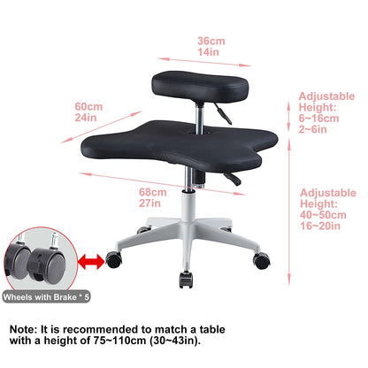 Office Chair Cross Legged Chair，Kneeling Office Chair, Meditation Chair, Ergonomic Height Adjustable Office Stool, Cross Legged Chair with Wheels (Svart Handle Adjustment),Svart-Handle adjus