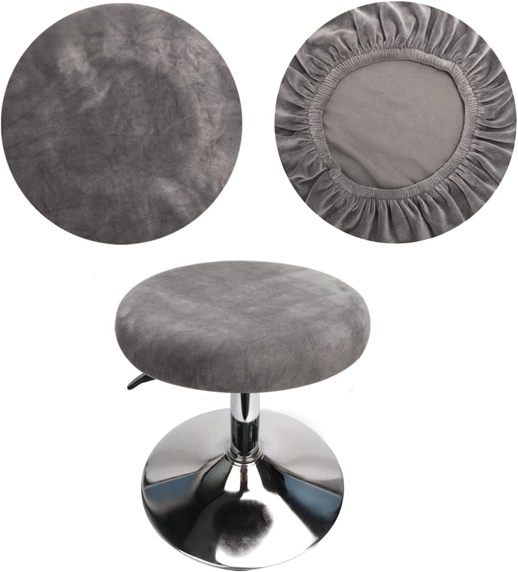 12-16 inch/30-40cm (1, Velvet Round Stool Cover Round Seat Covers for Bar Stools, Luxurious Fabric Stretchable Wrinkle