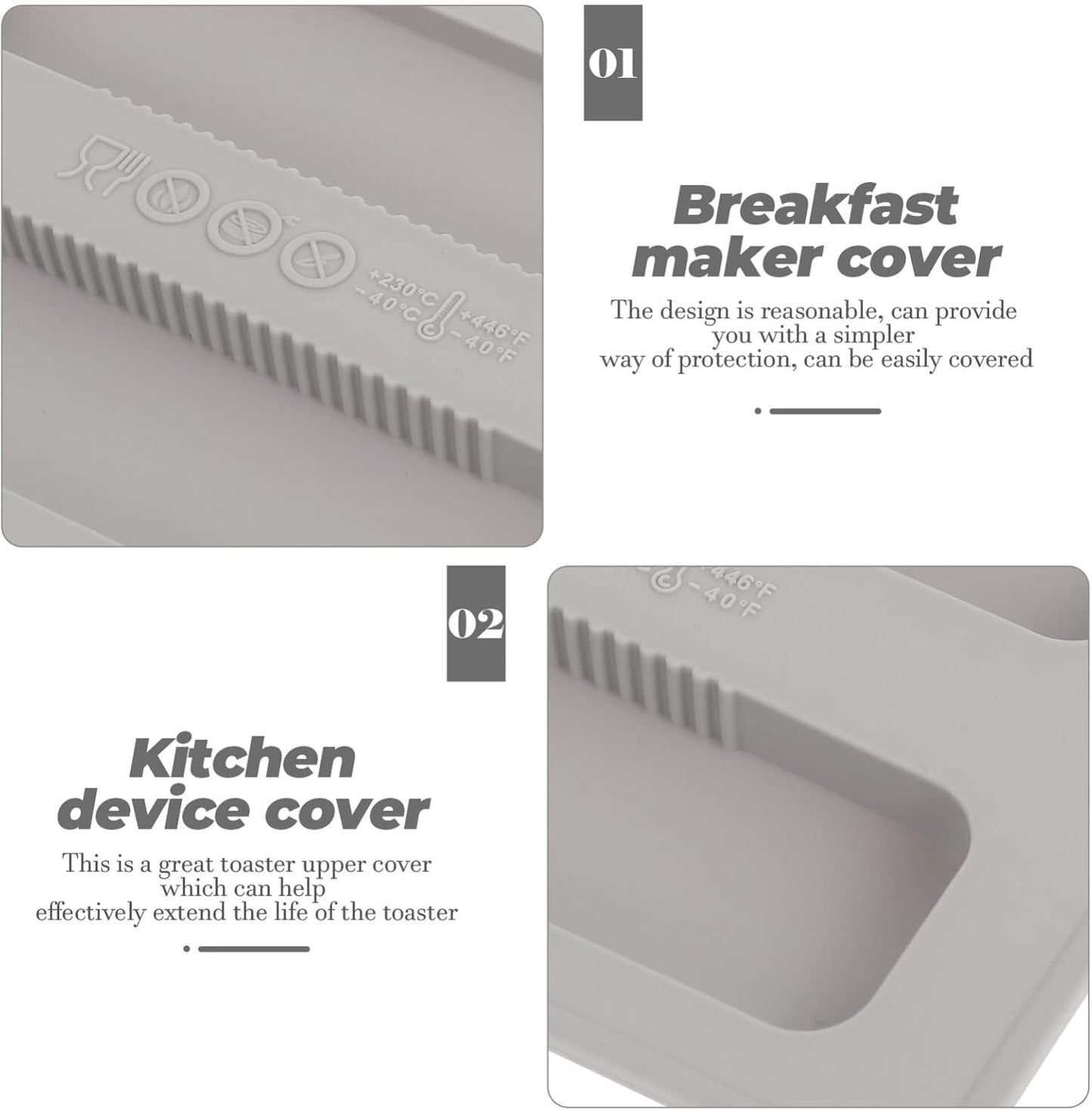 Healeved 2pcs 2 Slice Toaster Cover, Appliance Cover, Machine Washable Toaster and Fingerprint Protection
