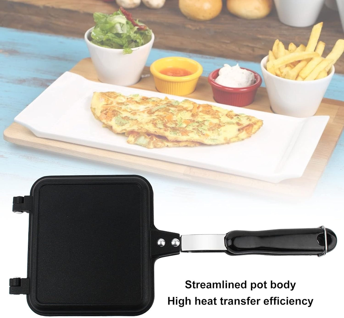 Breakfast Sandwich Maker, Non Stick Sandwich Toaster Panini Press, Double Sided Baking Pan