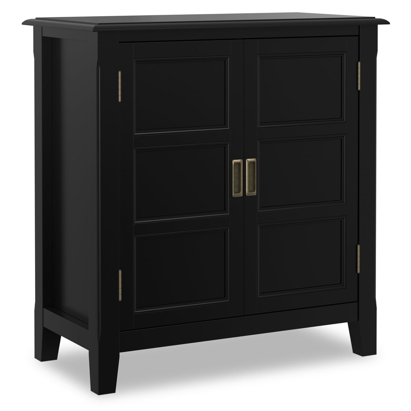 SIMPLIHOME Burlington Storage Cabinet - 30 inch Wide Solid Wood 2 Door Low Storage Unit in Black, Transitional Accent Cabinet for Living Room or Entryway with Adjustable Shelves