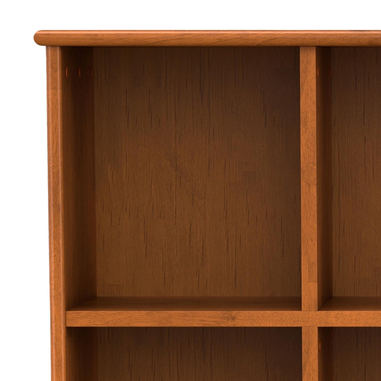 SIMPLIHOME Draper Console Table - 57 Inch Wide Solid Hardwood 8-Cube Sofa Table in Teak Brown, Mid-Century Modern Bookcase for Entryway or Living Room with 8 Open Storage Cubbies and Tapered Legs