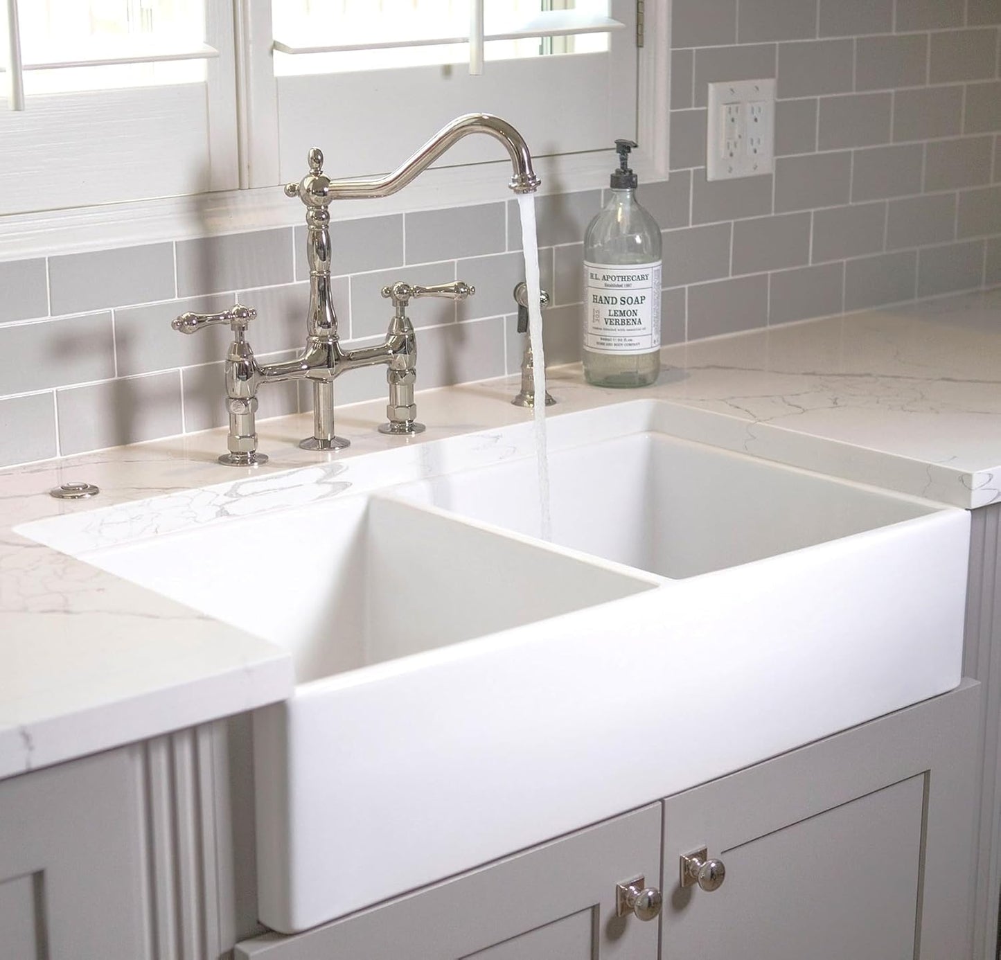 Sinkology Turner 33 Inch Fireclay Farmhouse Apron Front Double Bowl Kitchen Sink - White, Handcrafted with SureFire Chip-Resistant Glaze, Sinkology Everyday Warranty, 33 x 18 in, Fits 36" Cabinet