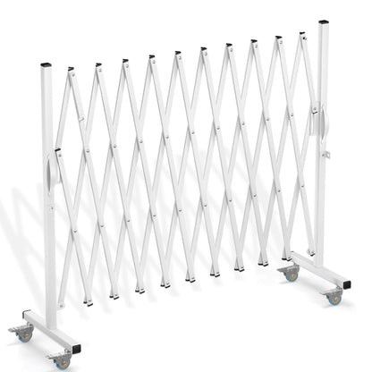 Expandable Barricade Gate,129” Metal Safety Barrier Gate with Casters,Accordion Garden Yard Outdoor Indoor Fence Folding Security Dog Gates Wall Mount,White