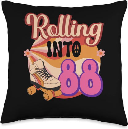 In-line Skates Throw Pillow, 16x16, Multicolor Rolling Into 88 Towards 1938
