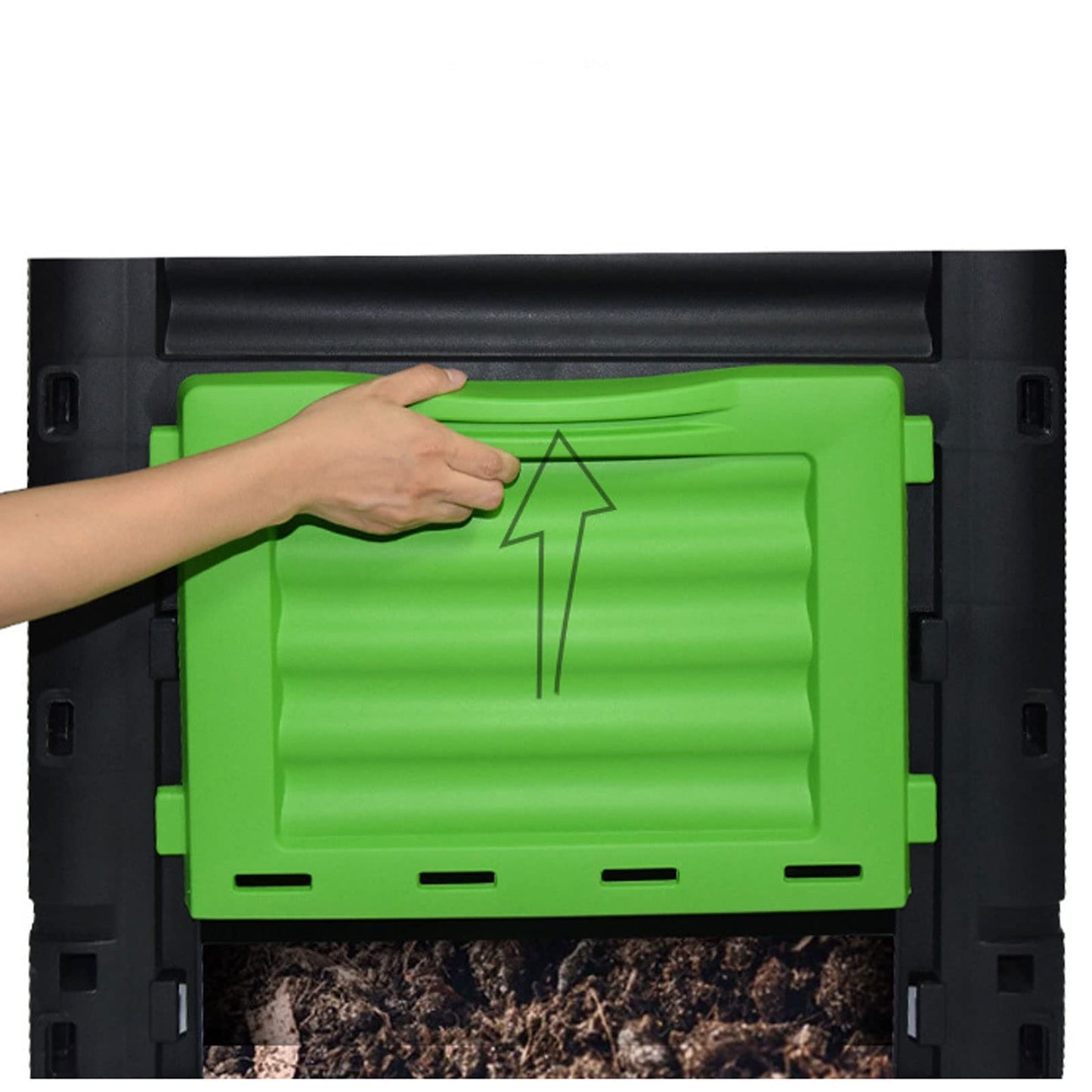 Kitchen Compost Bin, 300L(79 Gallons)Garden Composter Bin Made from Recycled Plastic, Large Compost Bin, Create Fertile Soil, Easy Assembly, Lightweight, Aerating Outdoor Compost Box ,Indoor Compost B