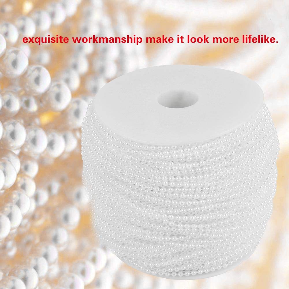 Faux Pearl Bead Garland Spool Rope,100m/roll Imitation Pearl Wire Beads Garland String Wedding Party Decoration 2.5mm(White)