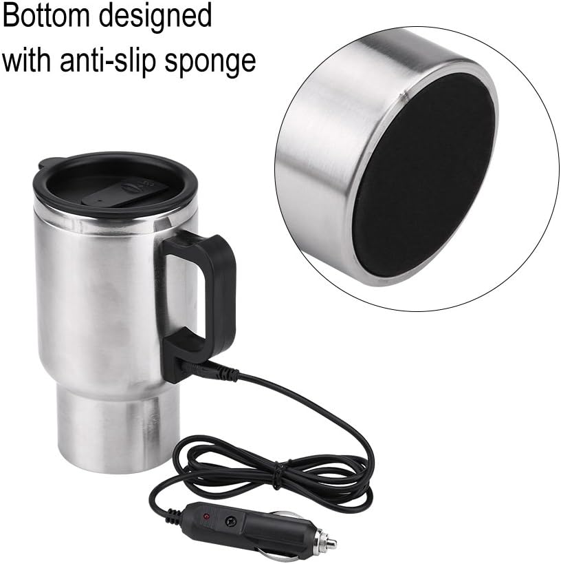 Hot Water Kettle Electric, Travel Kettle, 12V 450ml Stainless Steel Car Heating Cup, Portable