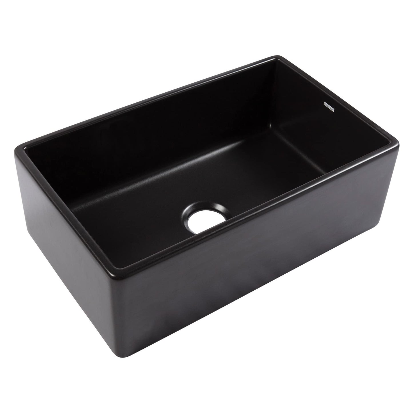 Sinkology Austen 30 Inch Black Fireclay Farmhouse Kitchen Sink, Single Bowl, Apron-Front, Undermount Installation, Fits 33 Inch Cabinet, Surefire Finish