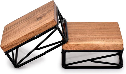 NIRMAN Counter/Plant Set 2 4" 4" 1.75") Riser Square Display Wooden Base Stand for Kitchen/Bathroom Stand of ( x x