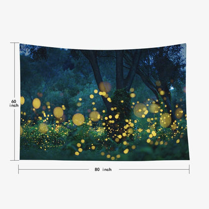 EMMTEEY Fantasy Tapestry Lampyridae Night Trees Lightning Bugs Wall Tapestry 80X60 for Friends Families