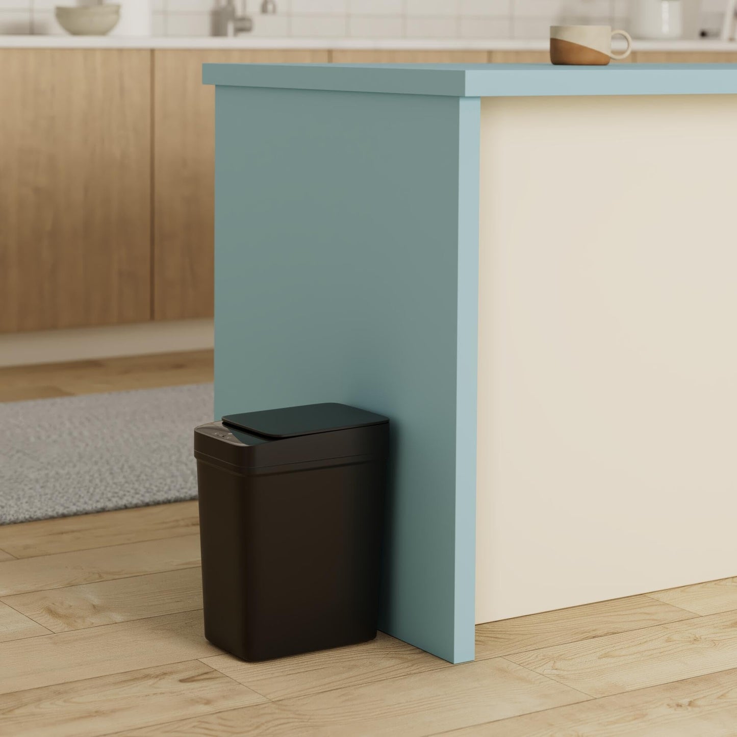 Anborry Bathroom Automatic Trash Can 2 Pack 2.2 Gal & 4 Gal Touchless Motion Sensor Small Garbage Can with Lid Smart Electric Narrow Garbage Bin for Bedroom Office Kitchen (Black)