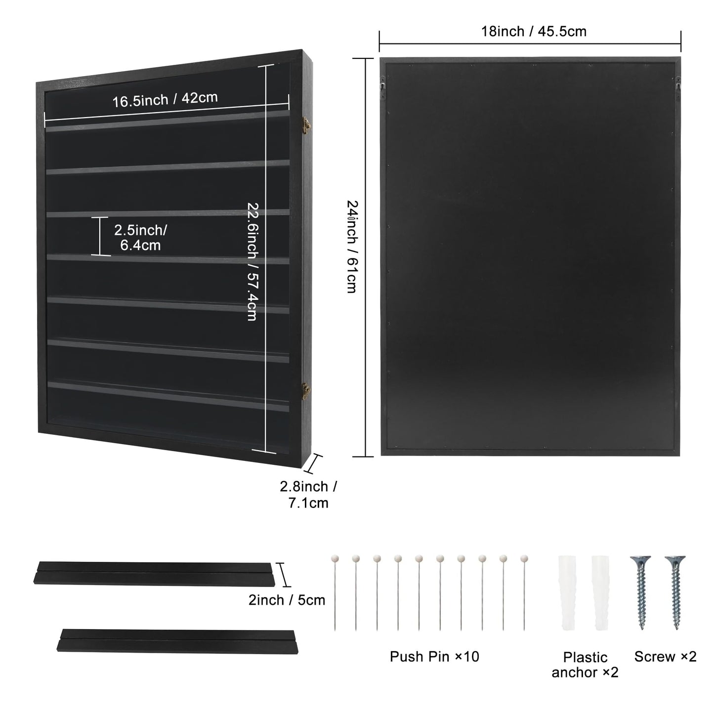 FramePro Shadow Box Frame Display Case 18x24 with Removable Shelves, Deep Memory Box Trinket Knick Knack Shelf Cabinet for Collector, Keepsake Coins Military Medals Wedding Flowers Black