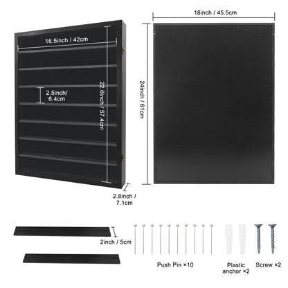 FramePro Shadow Box Frame Display Case 18x24 with Removable Shelves, Deep Memory Box Trinket Knick Knack Shelf Cabinet for Collector, Keepsake Coins Military Medals Wedding Flowers Black
