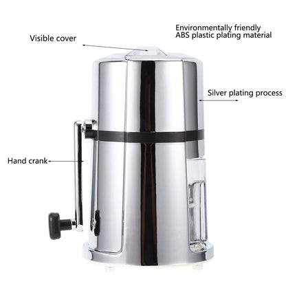 Manual Ice Crusher, Hand Crank Ice Crusher, Commercial Household Portable Shaved Ice Crusher Ice Shaver with Stainless Steel Blade for Snow Cone, Slush