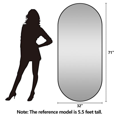 TheiaMo Oval Full Length Mirror, 71"×32" Wall-Mounted Floor Mirror with Metal Frame, Ultra-Clear Explosion-Proof Dressing Mirror, Simple and Classic Deco for Cloakroom/Bedroom/Living Room, Gold