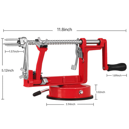 Apple Peeler Slicer Corer with Stainless Steel Blades and Powerful Suction Base for Apples Pears Potatoes(Red)