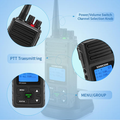 SAMCOM 5W High Power Two Way Radio,Heavy Duty Walkie Talkies for Adults Long Range with Earpieces,Professional UHF 2-Way Radio Rechargeable with 1500mAh Battery and Charger,9 Packs