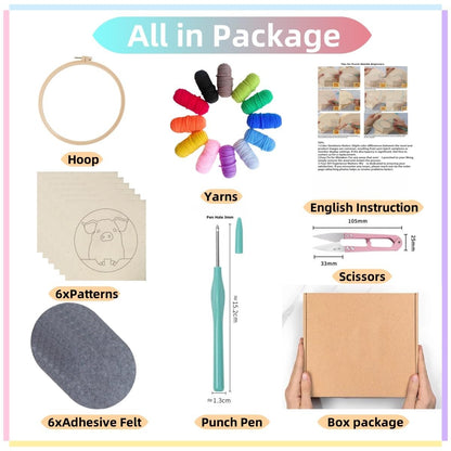 6PCS Punch Needle Coaster Kit Coffee Cup Easy for Beginners Stress Relief Craft Set with Hoop Yarn & Patterns DIY Embroidery Mug Rug Kit for Adults Kids Home Decor-4