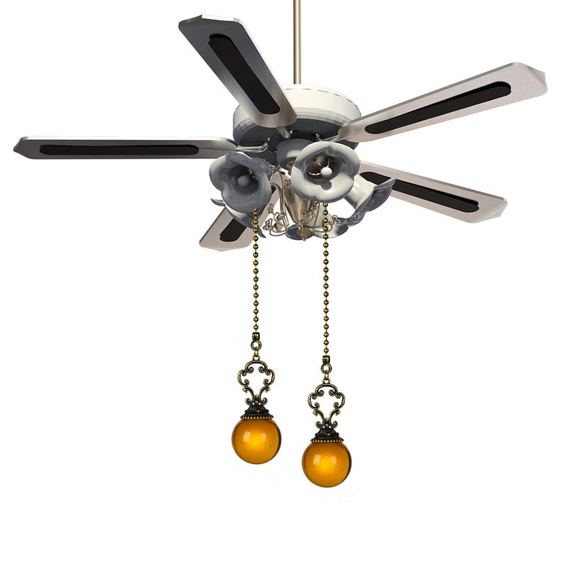 LONGSHENG - SINCE 2001 - Set of 2 Vintage-Style Amber Fan Pull Ceiling Fan Chain Pulls Crystal Ball 12inch Chains for Fan Light