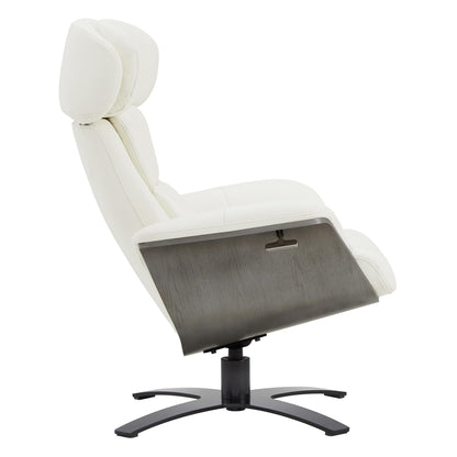 CHITA Genuine Leather Reclining Swivel Chair with Adjustable Headrest and Ottoman for Living Room, White