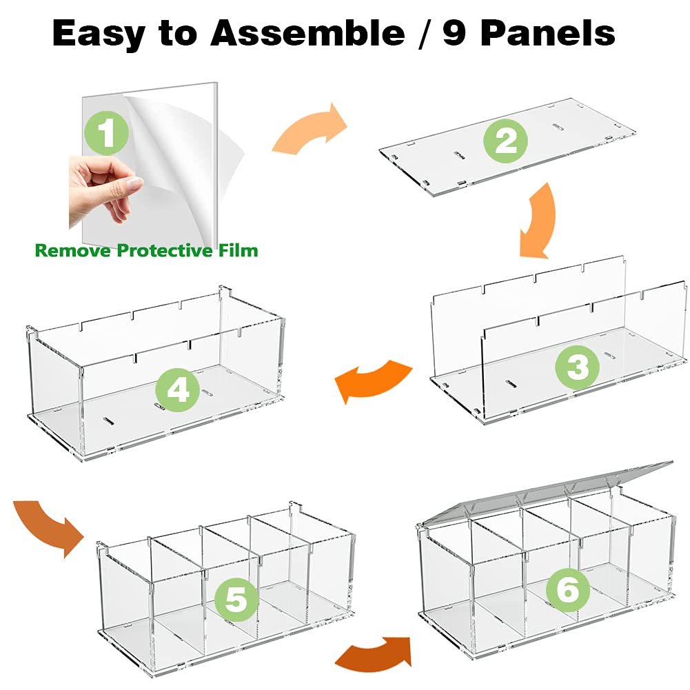 RR RAXMIN Coffee Capsule Holder Acrylic Box K Cup Holder Coffee Pod Storage Clear Acrylic 4 Compartment with Lid Organizer Coffee Bar Accessories