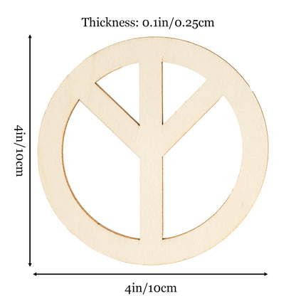 YOUEON 50 Pcs Unfinished Wood Peace Sign with Jute Rope, 4 Inch Round Wooden Pieces Hanging Ornaments, Cutout Blank Wood Slices for Party, DIY, Crafts