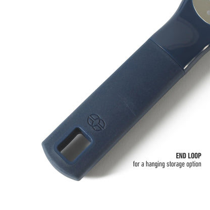 Calphalon Prime Stainless Steel Handheld Grater Lemon Zester W/Cover & Rubber Handle - Navy Blue