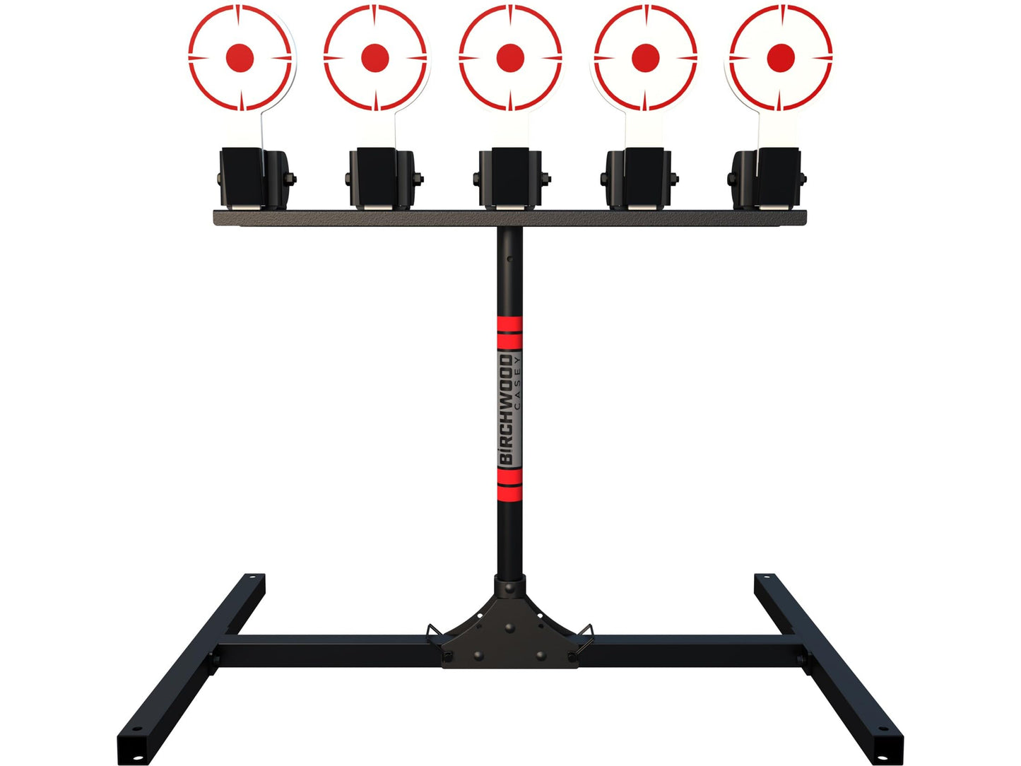 Birchwood Casey 5 Spring Loaded Self-Resetting 6" Diameter Targets with Plate Rack & Folding Target Stand - Durable Long-Lasting Metal Standing Target for Shooting