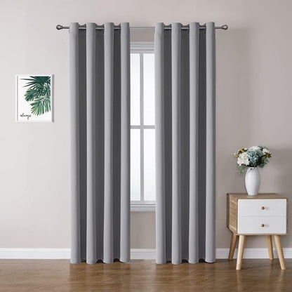 ChrisDowa Blackout Curtains - Thermal Insulated Room Darkening Panels Set (Light Grey, 52"W x 95"L)