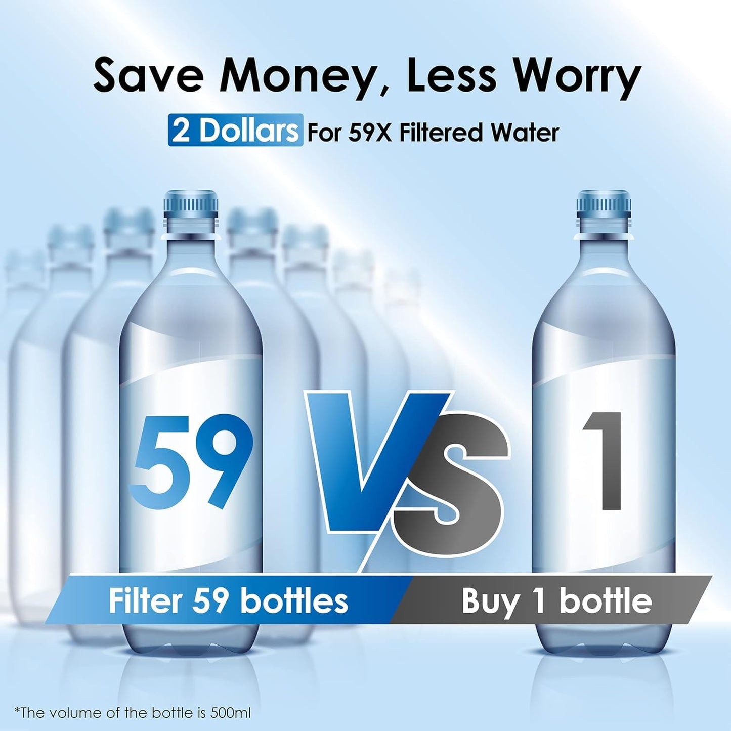 Waterdrop WFD-22L Large Water Filter Dispenser, 40-Cup Water Filter Pitcher, 200-Gallon Long-Life, Reduces Chlorine, PFOA/PFOS and More, BPA Free, Black